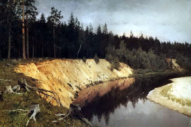 Лесистый берег. Сумерки. 1892 картина
