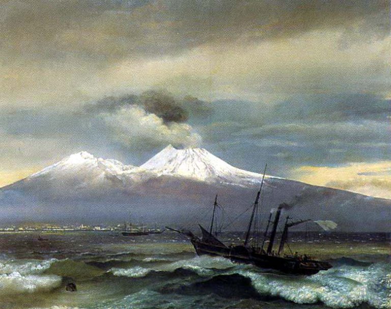 Вид Везувия в зимнее время. 1830. Петродворец картина
