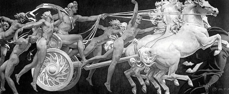 Аполлон на своей колеснице с Орами картина