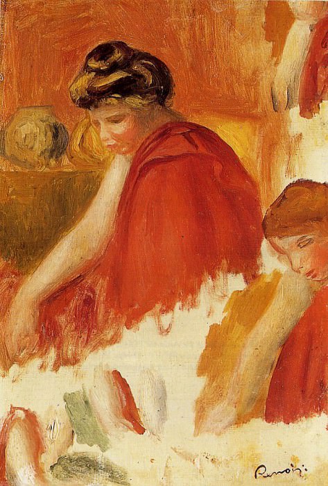 Две женщины в красных одеждах картина