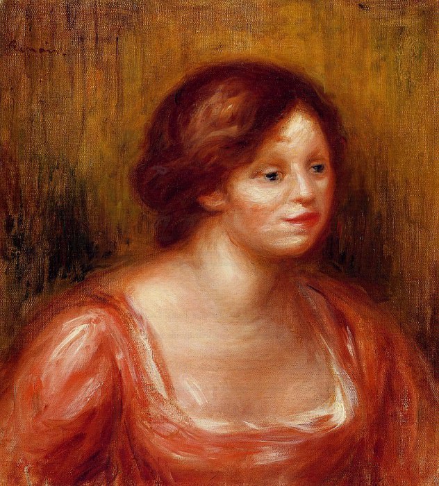 Бюст женщины в красной блузке картина