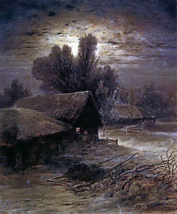 Лунная ночь в деревне (Зимняя ночь). 1869 картина