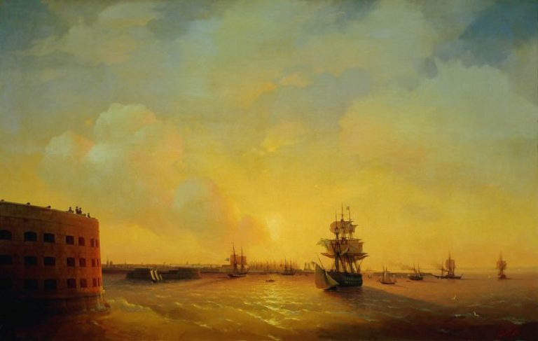 Кронштадт Форт Император Александр 1. 1844 120х185 картина