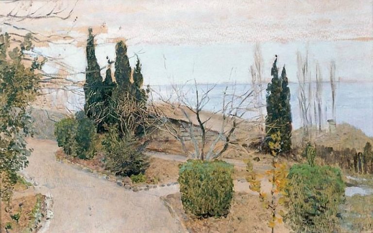 Садик в Ялте. Кипарисы. 1886 картина