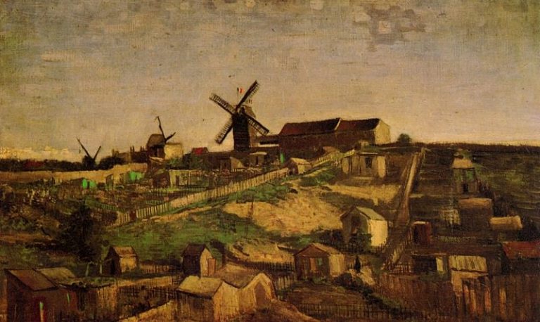 Вид на Монмартр с мельницами картина