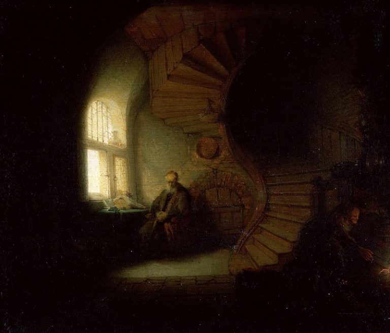 Размышляющий философ (Рембрандт или мастерская) картина