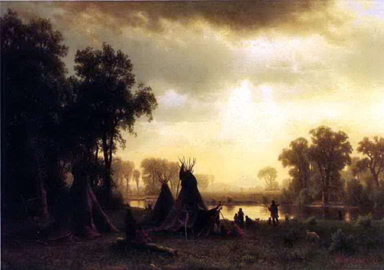 Индейский лагерь картина