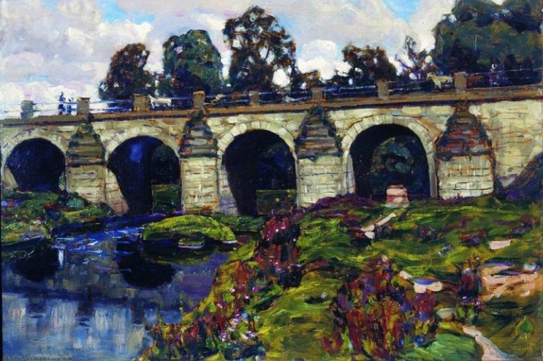 Дворцовый мост XVIII века через реку Яузу. Лефортово. 1920-е картина