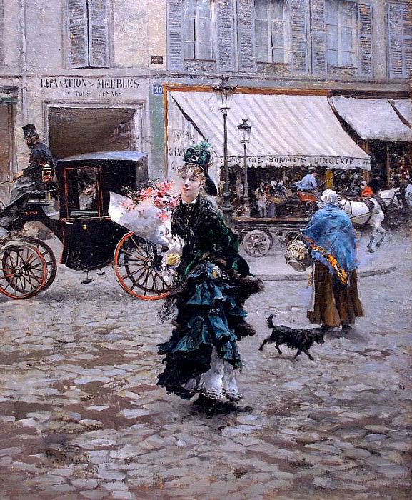 Переход улицы, 1875 картина