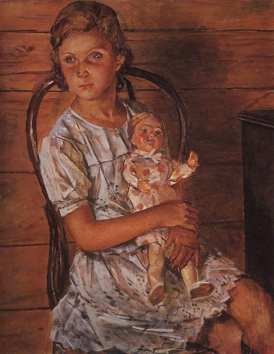 Девочка с куклой. 1937 картина