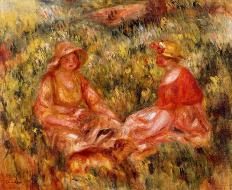Две женщины в траве картина