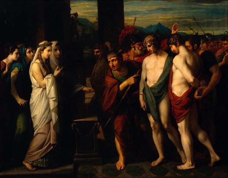Уэст, Бенджамин – Ореста и Пилада ведут к жертвенному алтарю перед Ифигенией картина