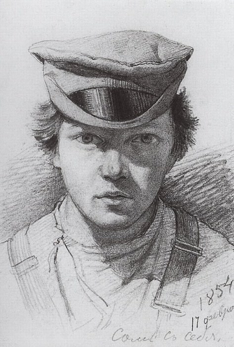 Автопортрет 1854. Бумага, графит. карандаш. 13. 3х9 картина