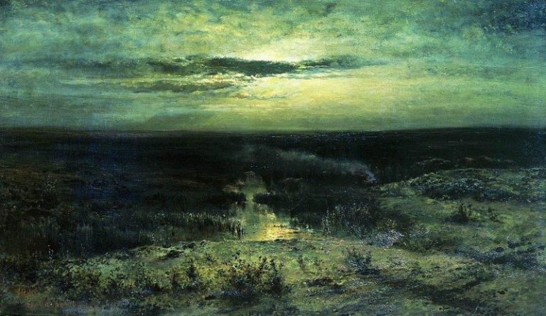 Лунная ночь. Болото. 1870 картина