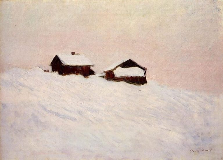 Дома в снегу картина