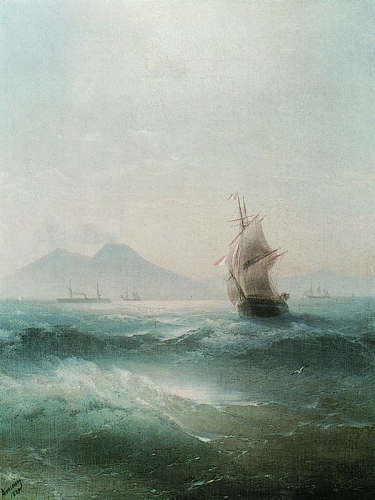 Неаполитанский залив. Вид Везувия 1879 68х52 картина