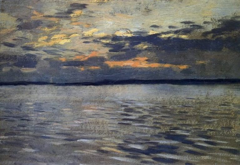 Озеро. Вечер. 1890-е картина