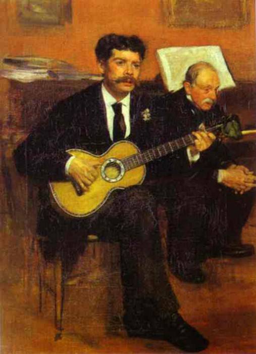 Отец Дега, слушающий гитару Паганса картина