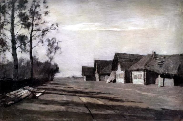 Лунная ночь. Деревня. 1897 картина