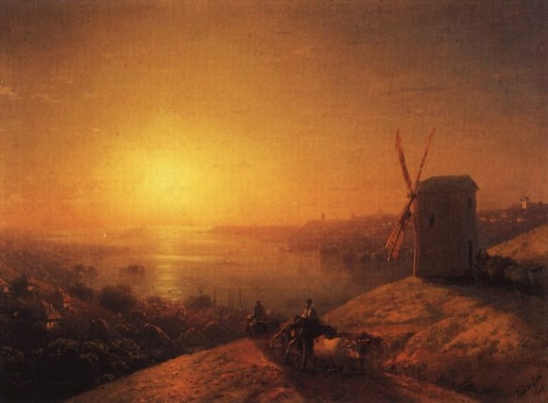 Мельница на берегу реки. Украина 1880 32,3х43,8 картина