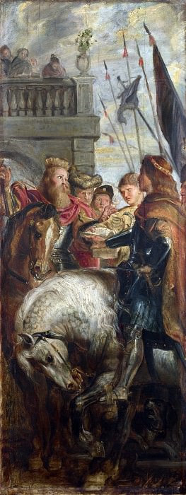 Скетч для алтаря собора святого Бавона в Генте – Короли Лотарь и Дагобер, беседующие с посланцем картина