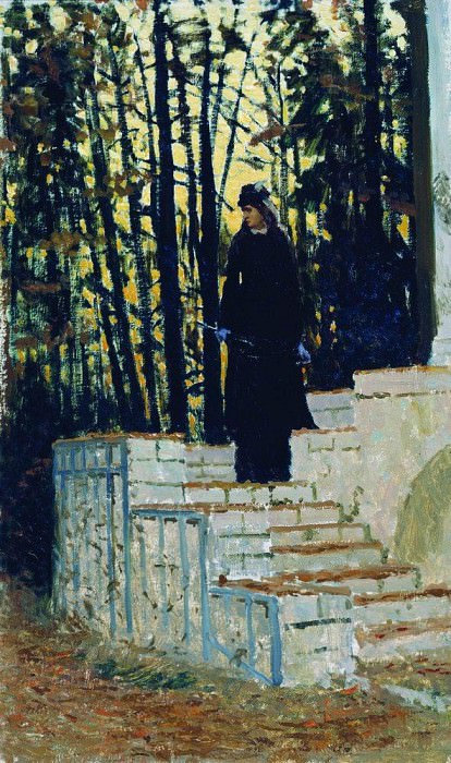 Женская фигура на фоне пейзажа картина