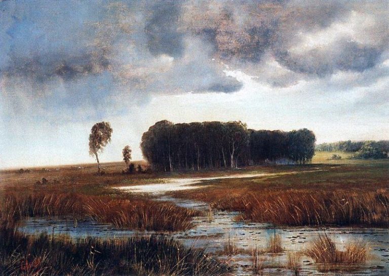 Пейзаж с болотом и лесистым островом. Конец 1860-х – начало 1870-х картина