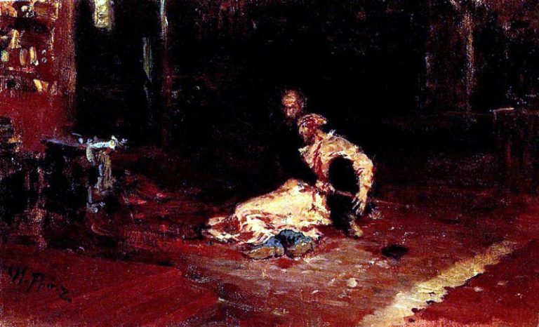 Иван Грозный и сын его Иван. 1883 картина
