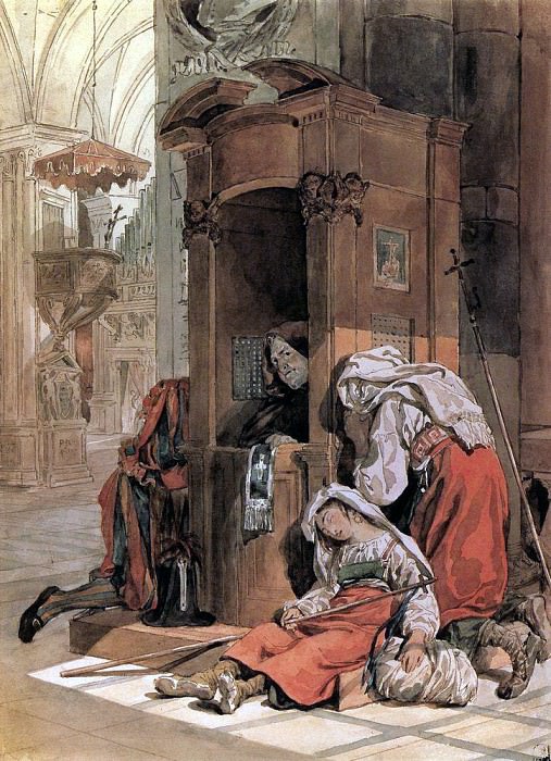 Исповедь итальянки. 1827-1830 картина