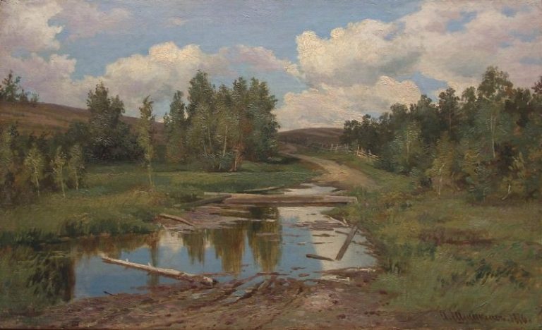 Лесной пейзаж. Дорога 1876 картина
