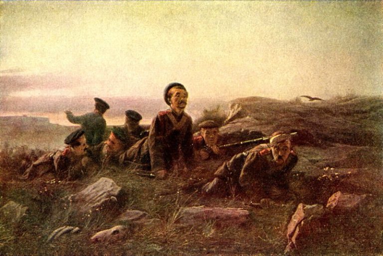 Пластуны под Севастополем. 1874 К. на х. , 130х196 КМРИ, Киев картина