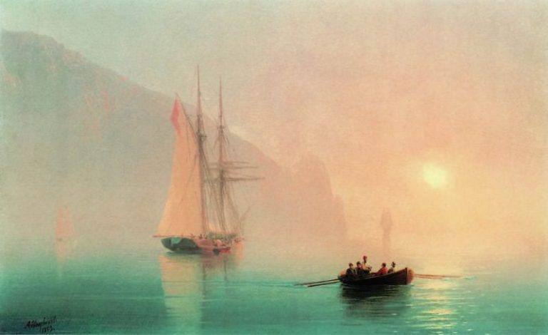 Аю-Даг в туманный день 1853 28х36 картина