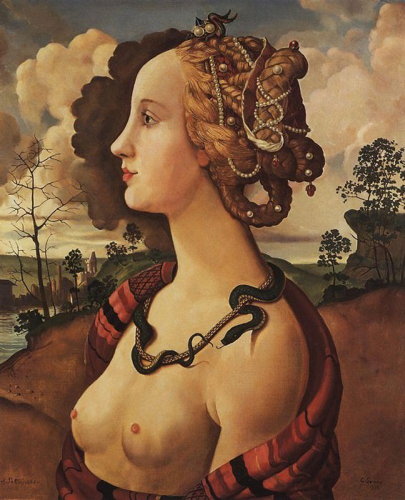 Копия портрета Симонетты Веспуччи работы Пьеро ди Козимо (1642-1521). 1930-е картина