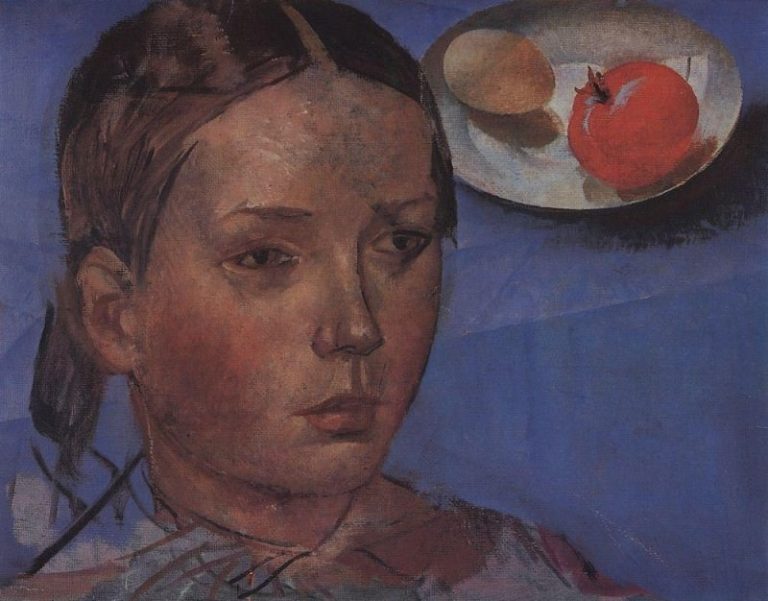 Портрет дочери на фоне натюрморта. 1930-е картина