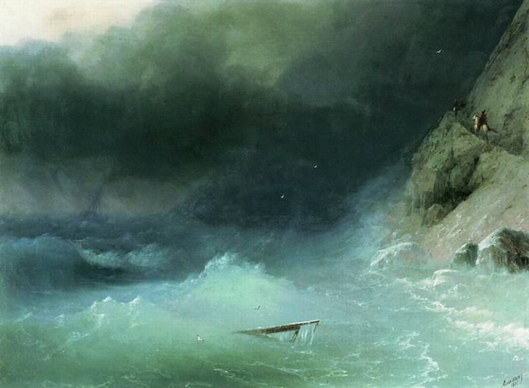 Буря у скалистых берегов 1875 73х102 картина