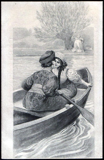 Парочка в лодке картина