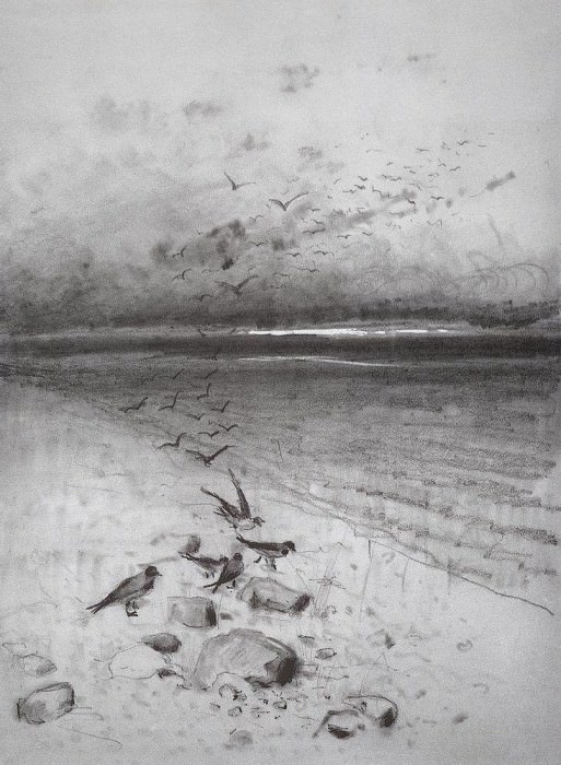 Вечер. Поле с воронами. 1880-е картина