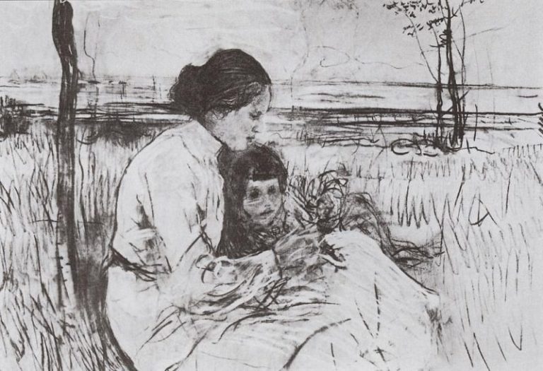 Дети художника. Ольга и Антоша Серовы. 1906 картина