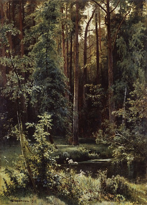 Пейзаж с лесным озером. 1889 100 73 картина