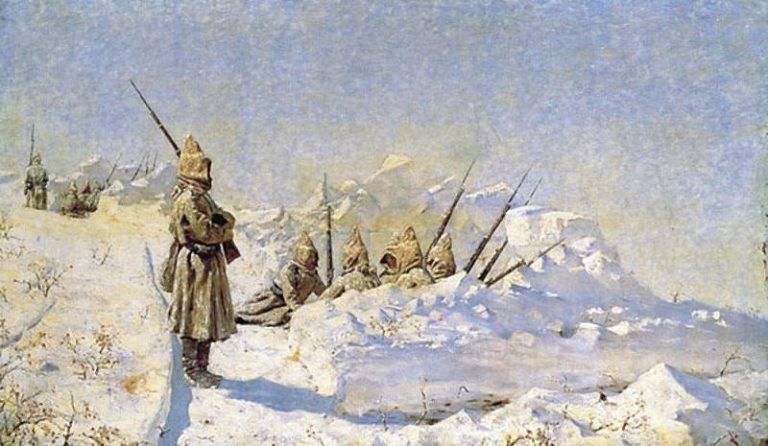 Снежные траншеи (Русские позиции на Шипкинском перевале). 1878-1881 картина
