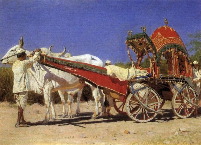 Повозка богатых людей в Дели. 1875 картина