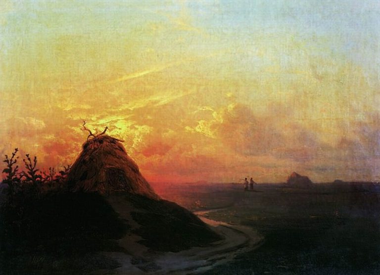 Сжатое поле. Закат 1861 26х36 картина