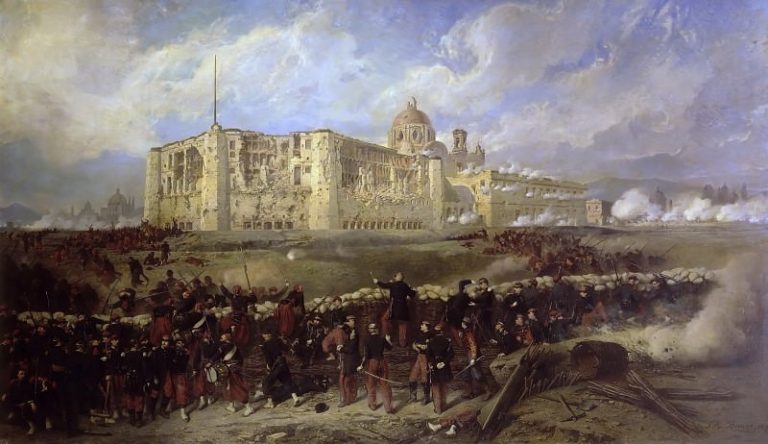 Бос, Жан-Адольф – Генерал Базен атакует крепость Сан Хавьер во время осады Пуэбло в 1863 картина