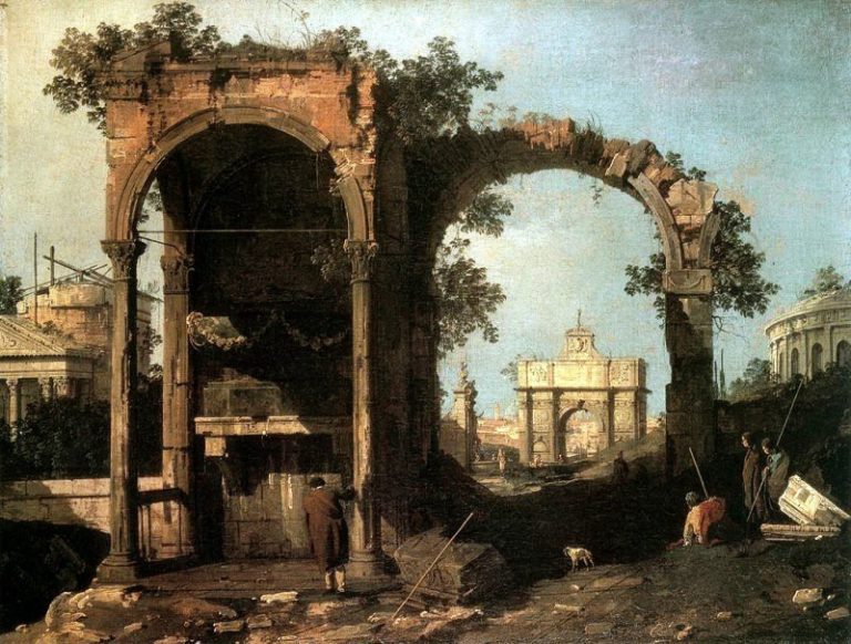 Каприччо с руинами и классическими зданиями картина