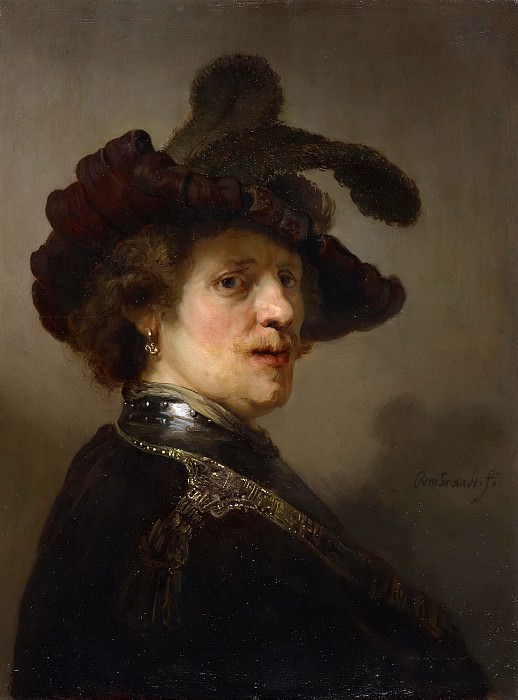 Портрет мужчины в шляпе с пером (приписывается) картина