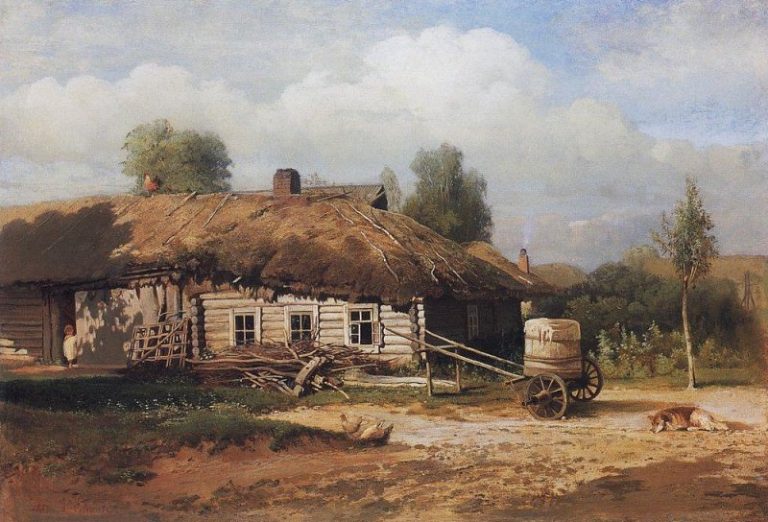 Пейзаж с избушкой. 1866 картина