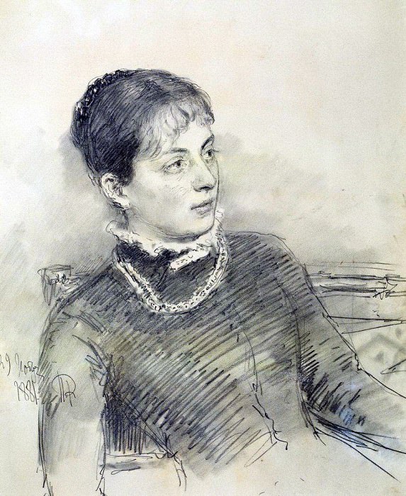 Портрет молодой жены, сидящей на диване картина