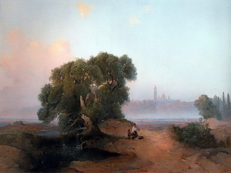 Вид Киева с Днепра на Печерскую лавру. 1852 картина