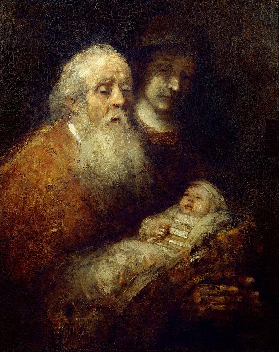 Симеон с младенцем Иисусом в храме картина