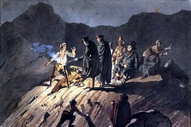 Участники экспедиции на Везувий. 1824 картина